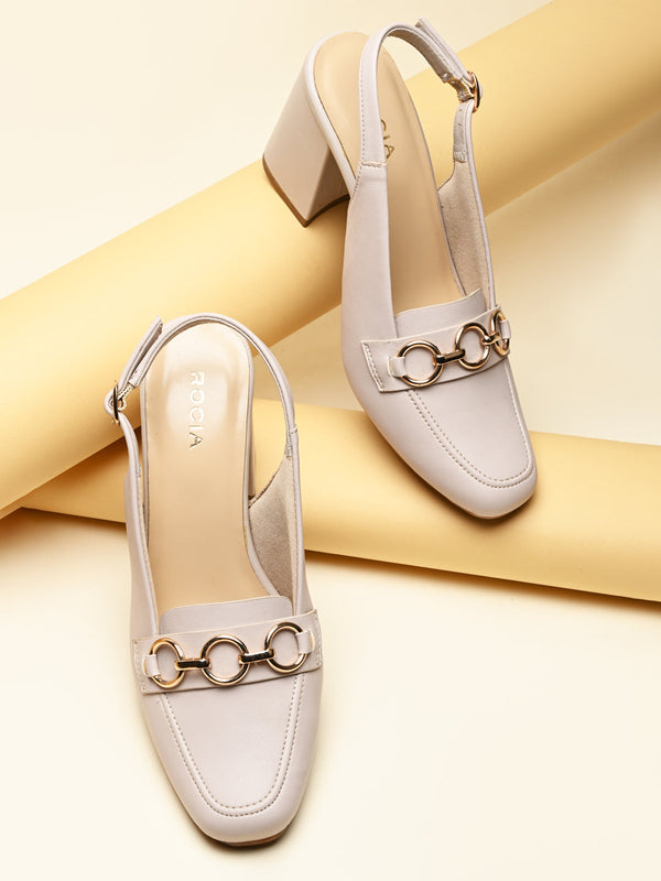 Rocia By Regal Ivory Women Sling Back Pumps