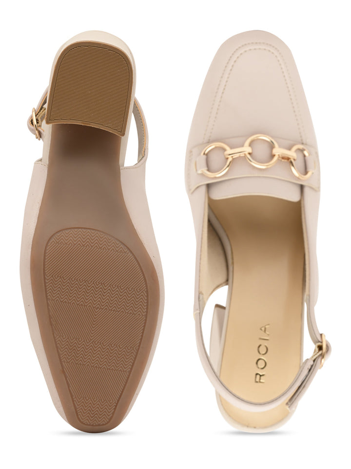 Rocia By Regal Ivory Women Sling Back Pumps