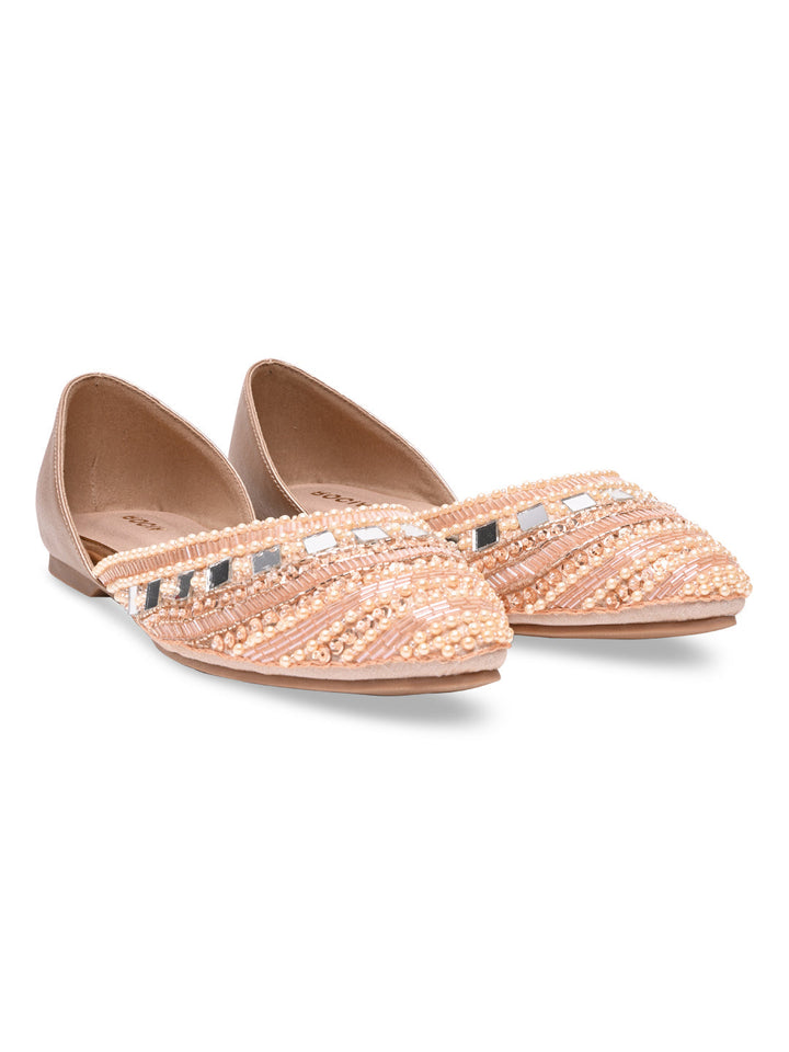 Rocia By Regal Rose Gold Women Embroidered Mojaris