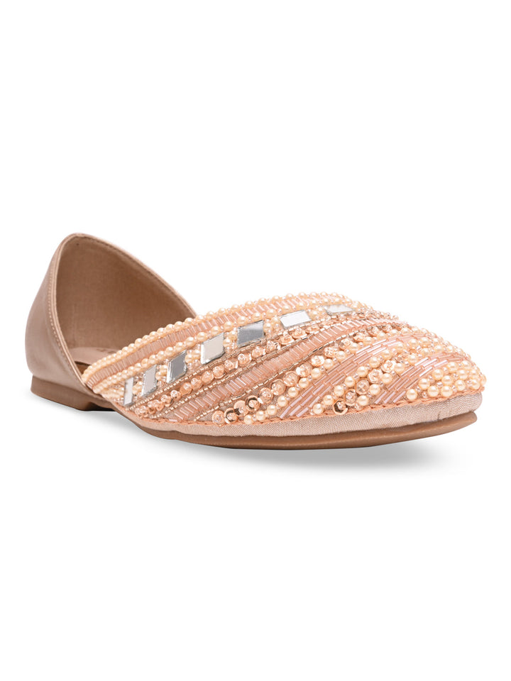 Rocia By Regal Rose Gold Women Embroidered Mojaris