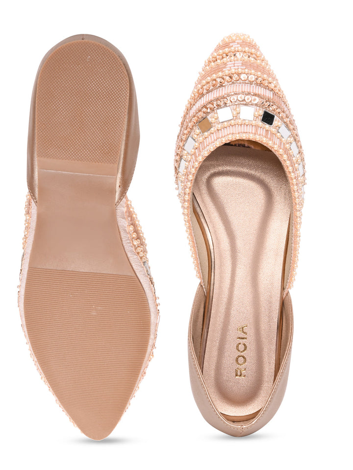 Rocia By Regal Rose Gold Women Embroidered Mojaris