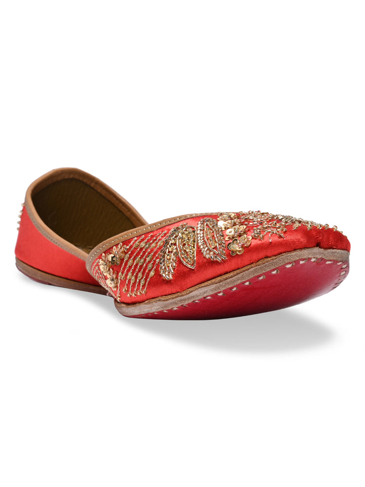 Rocia By Regal Red Women Embroidered Jutties