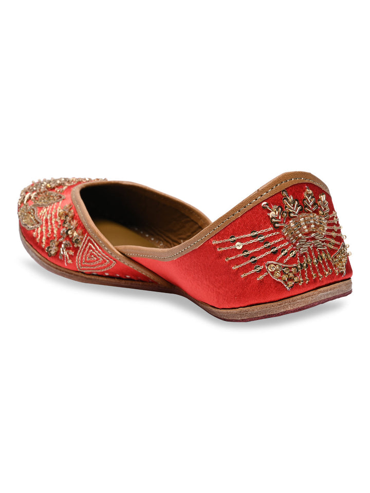 Rocia By Regal Red Women Embroidered Jutties