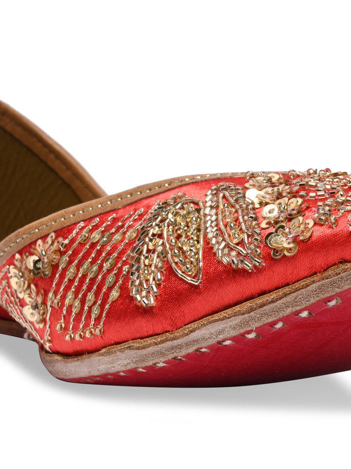 Rocia By Regal Red Women Embroidered Jutties