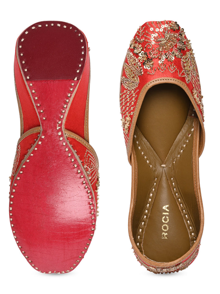 Rocia By Regal Red Women Embroidered Jutties