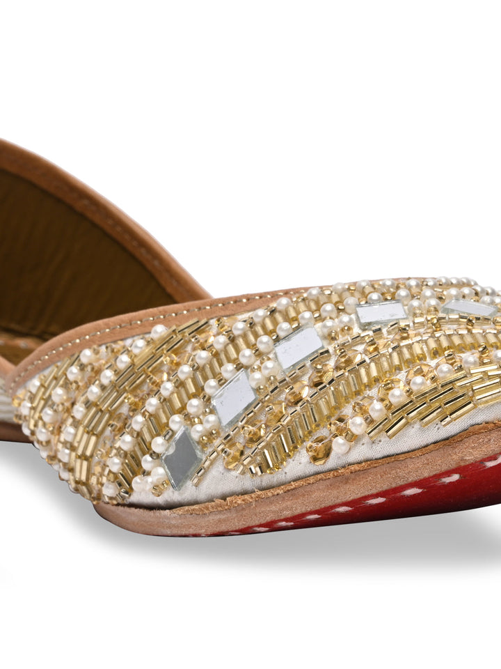 Rocia By Regal Ivory Women Embroidered Jutties