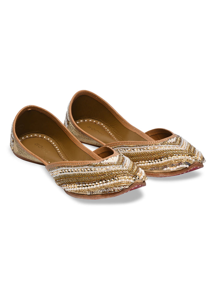 Rocia By Regal Gold Women Embroidered Jutties