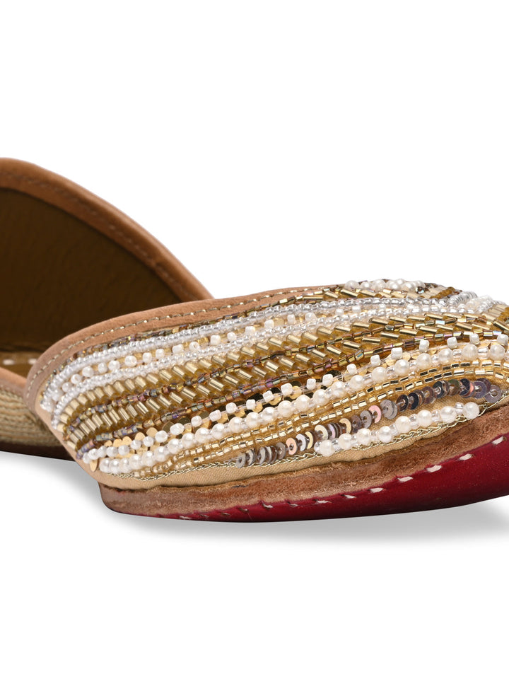 Rocia By Regal Gold Women Embroidered Jutties