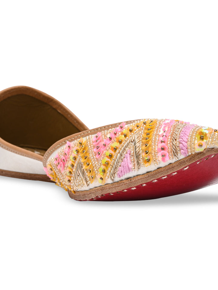 Rocia By Regal Pink Women Embroidered Jutties