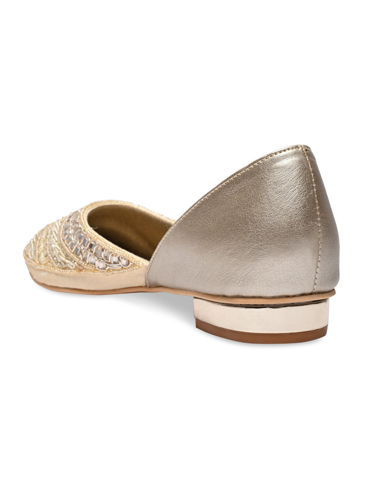 Rocia By Regal Gold Women Mirror Work Mojaris