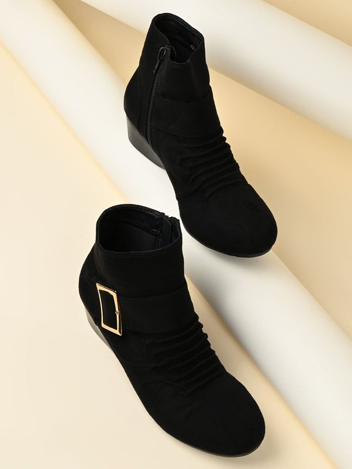 Rocia By Regal Black Women Suede Ankle Length Boots