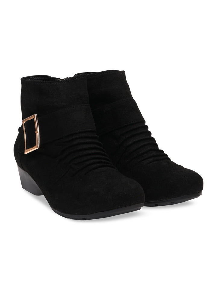 Rocia By Regal Black Women Suede Ankle Length Boots