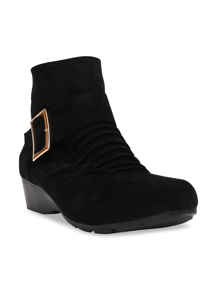 Rocia By Regal Black Women Suede Ankle Length Boots