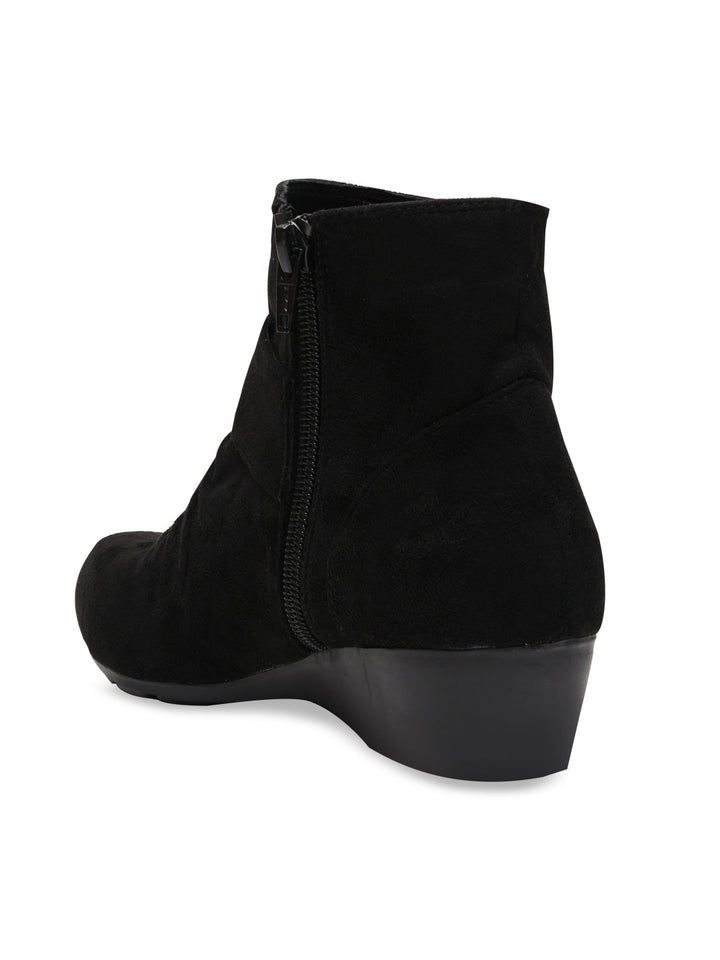 Rocia By Regal Black Women Suede Ankle Length Boots