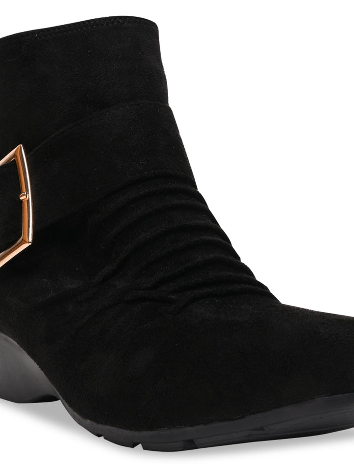 Rocia By Regal Black Women Suede Ankle Length Boots