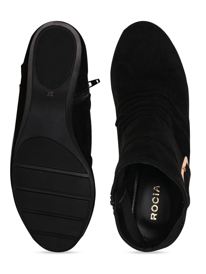 Rocia By Regal Black Women Suede Ankle Length Boots