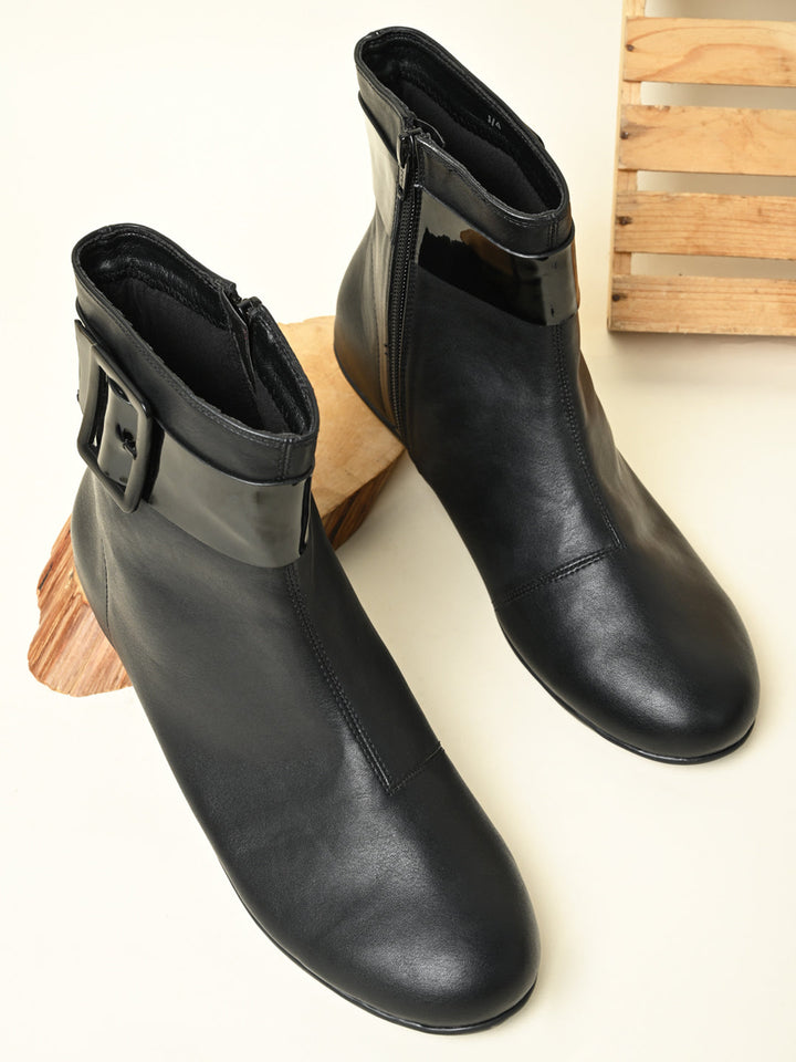 Rocia By Regal Black Women Ankle Length Flat Boots