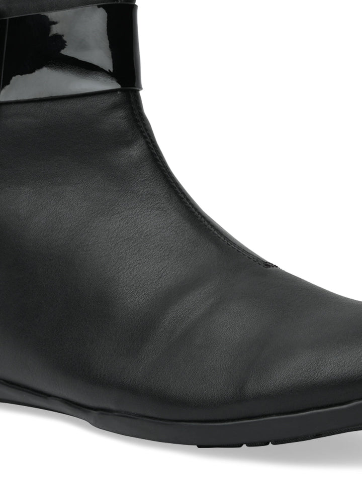 Rocia By Regal Black Women Ankle Length Flat Boots