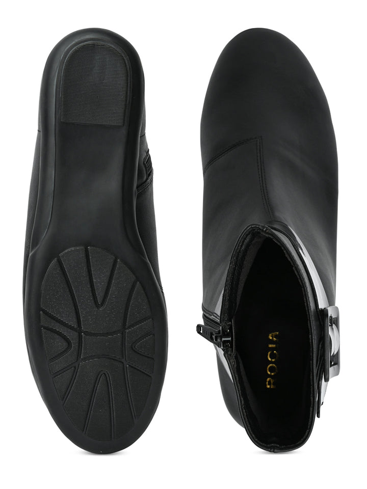 Rocia By Regal Black Women Ankle Length Flat Boots