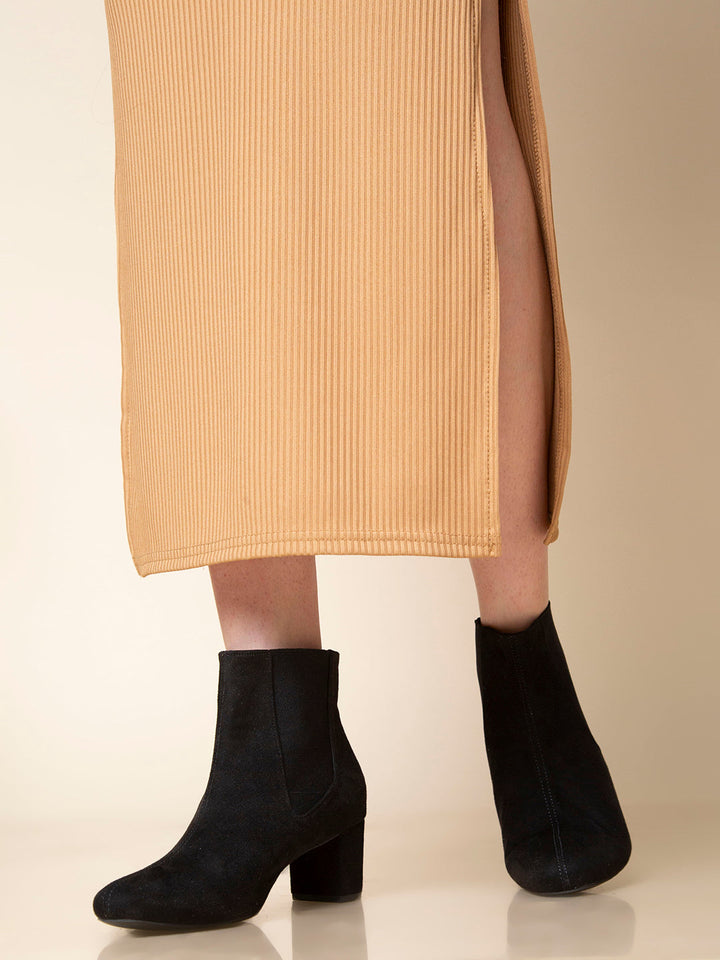 Rocia By Regal Black Women Suede Ankle Length Block Heel Boots