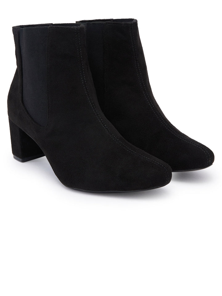 Rocia By Regal Black Women Suede Ankle Length Block Heel Boots