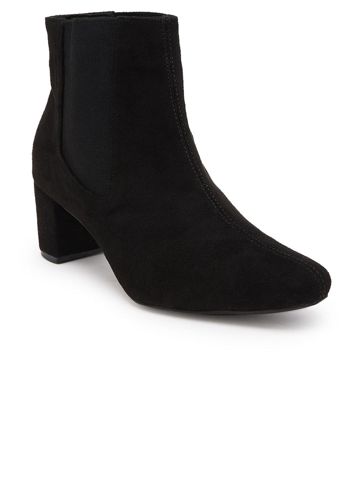 Rocia By Regal Black Women Suede Ankle Length Block Heel Boots