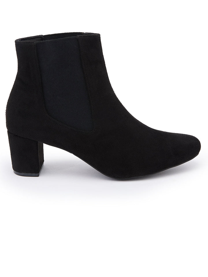 Rocia By Regal Black Women Suede Ankle Length Block Heel Boots