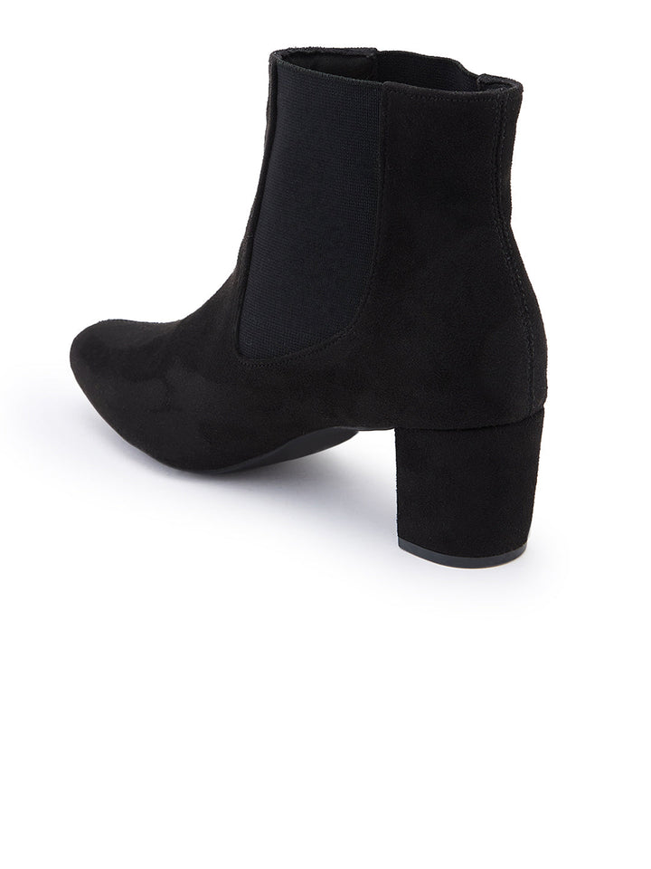 Rocia By Regal Black Women Suede Ankle Length Block Heel Boots