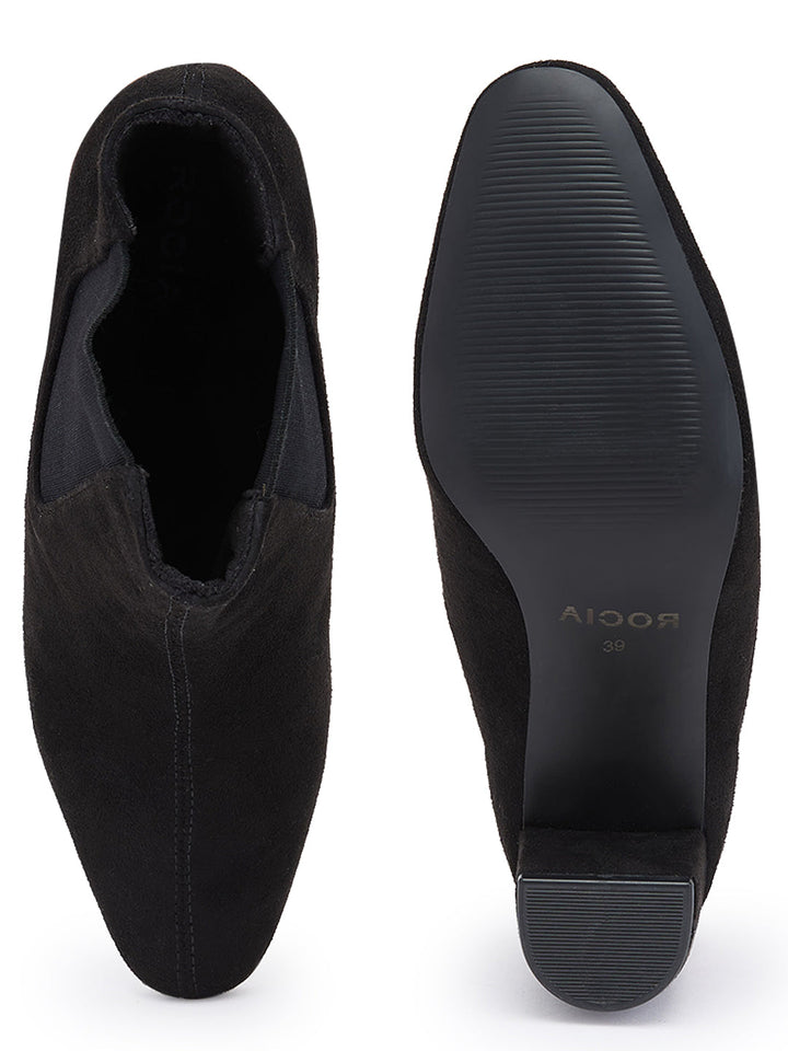 Rocia By Regal Black Women Suede Ankle Length Block Heel Boots