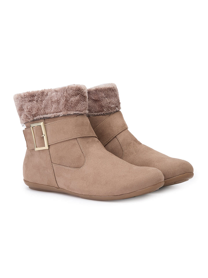 Rocia By Regal Beige Women Ankle Length Suede Boots