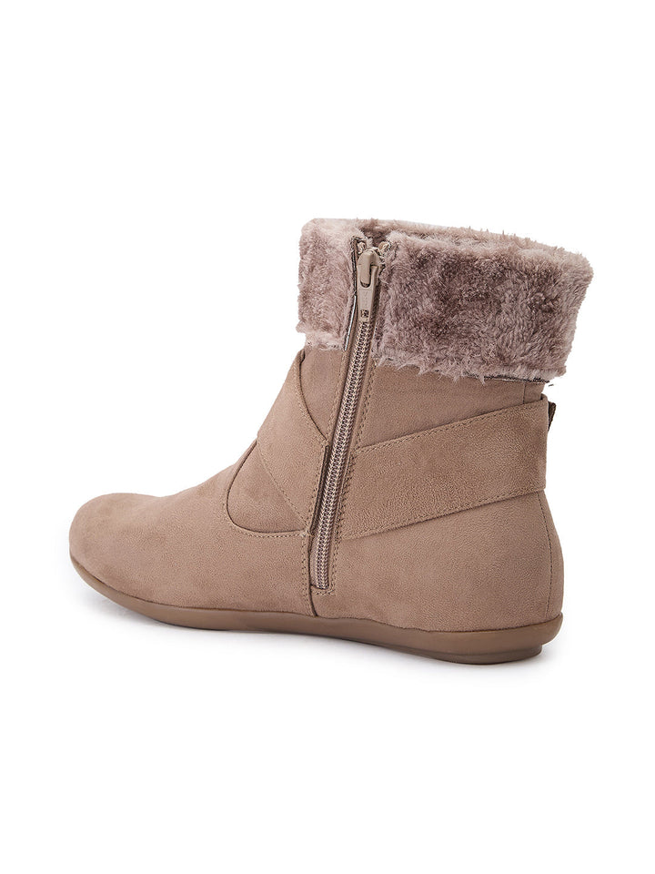 Rocia By Regal Beige Women Ankle Length Suede Boots