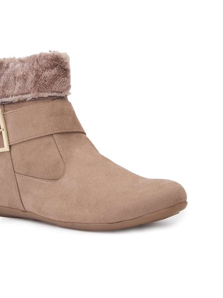 Rocia By Regal Beige Women Ankle Length Suede Boots
