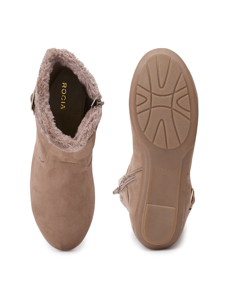 Rocia By Regal Beige Women Ankle Length Suede Boots