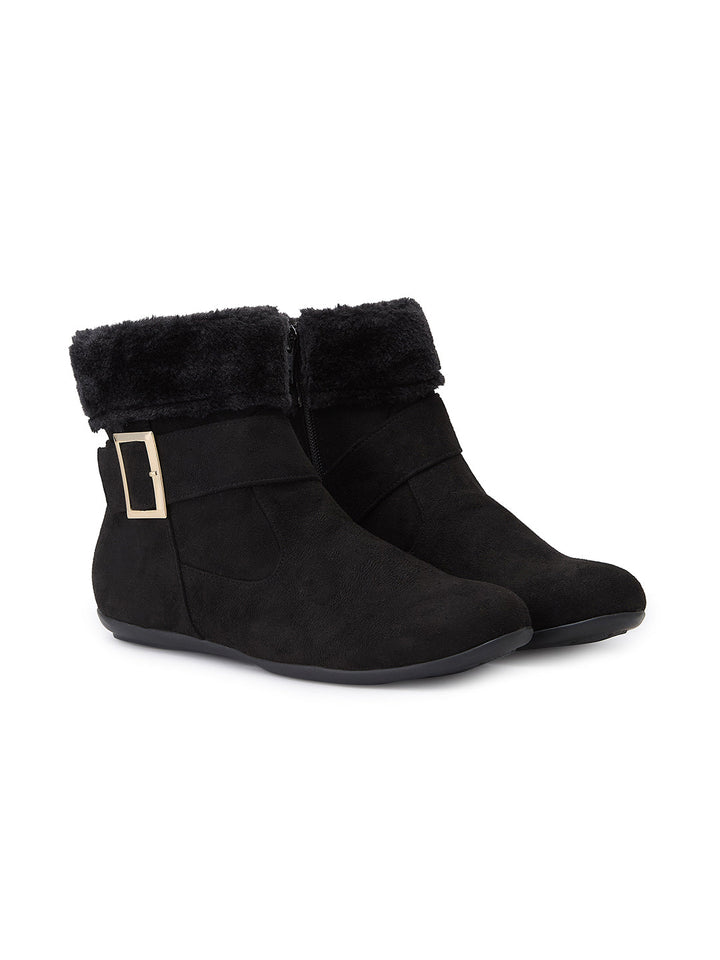 Rocia By Regal Black Women Ankle Length Suede Boots