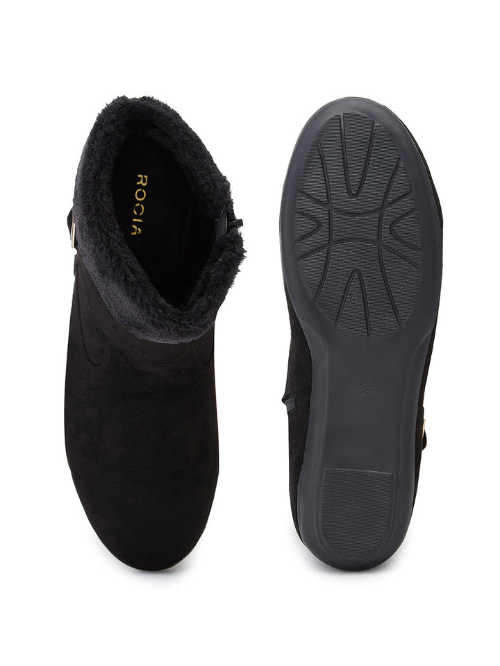 Rocia By Regal Black Women Ankle Length Suede Boots