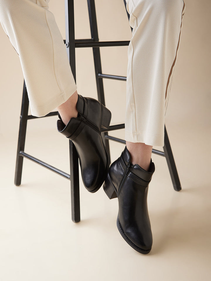 Rocia By Regal Black Women Stylish Ankle Length Boots