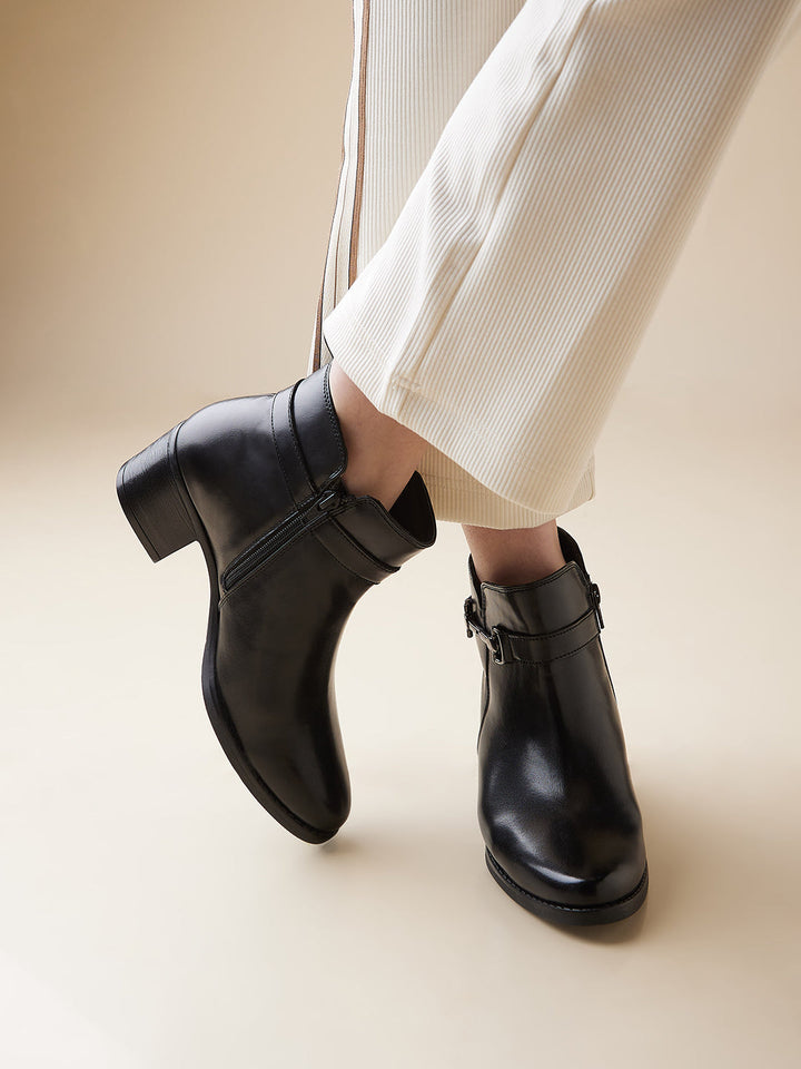 Rocia By Regal Black Women Stylish Ankle Length Boots