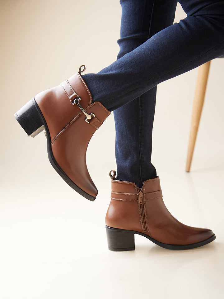 Rocia By Regal Tan Women Stylish Ankle Length Boots