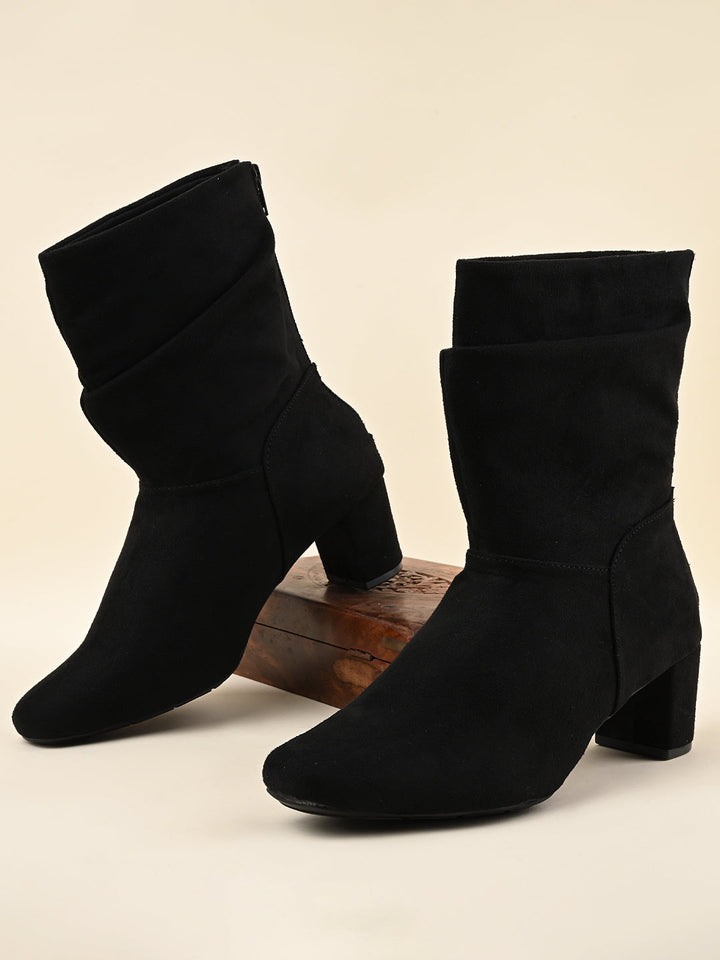 Rocia By Regal Black Women Calf Length Suede Boots