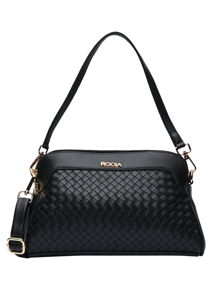 Rocia By Regal Black Women Woven Handbag