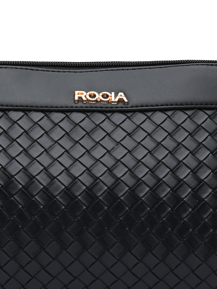 Rocia By Regal Black Women Woven Handbag