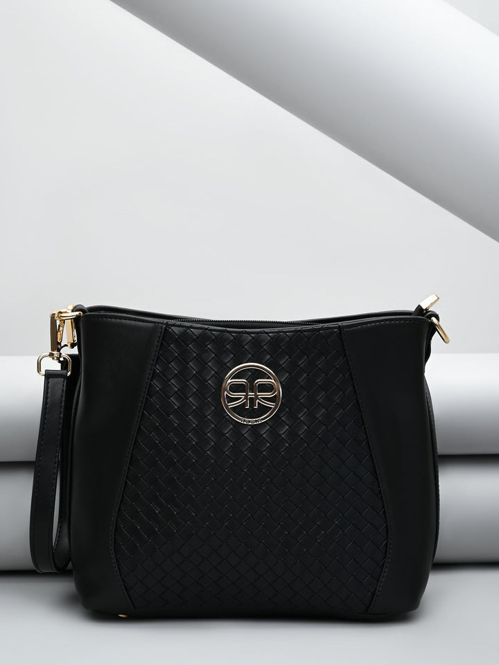 Rocia By Regal Black Women Woven Handbag