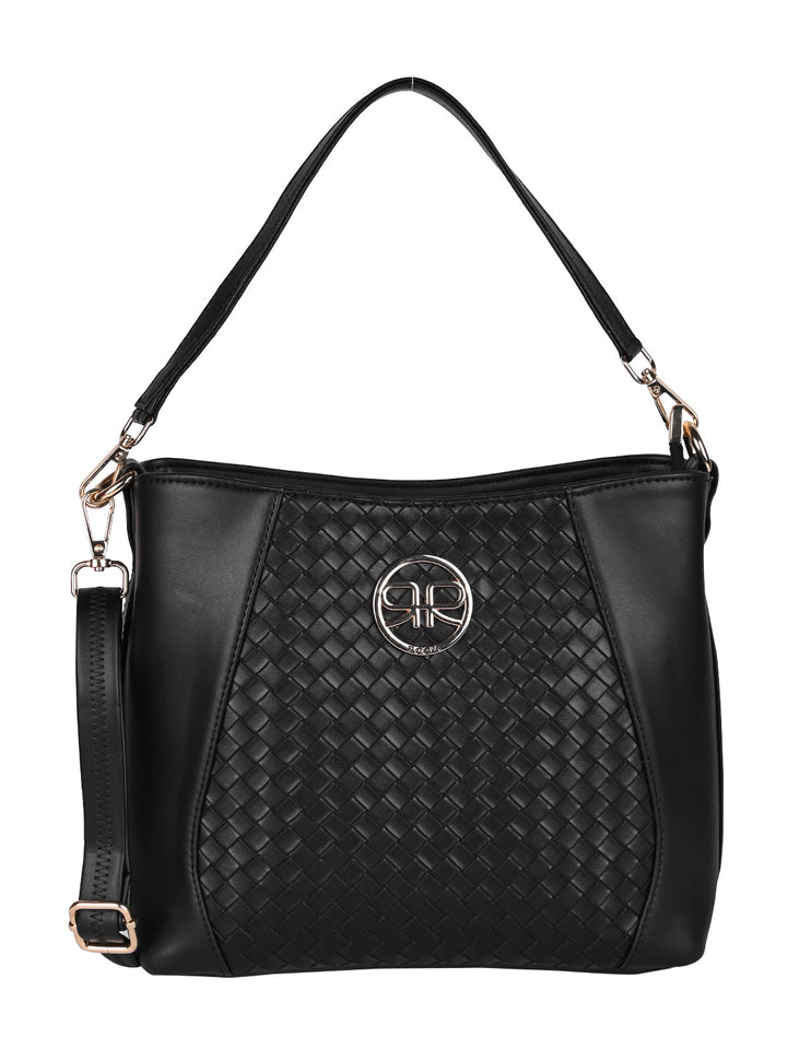 Rocia By Regal Black Women Woven Handbag
