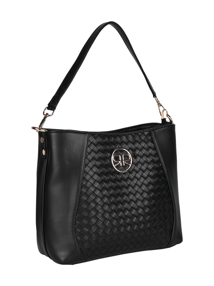 Rocia By Regal Black Women Woven Handbag