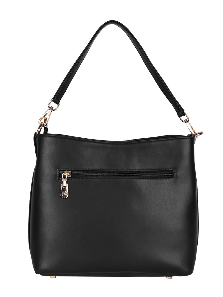 Rocia By Regal Black Women Woven Handbag