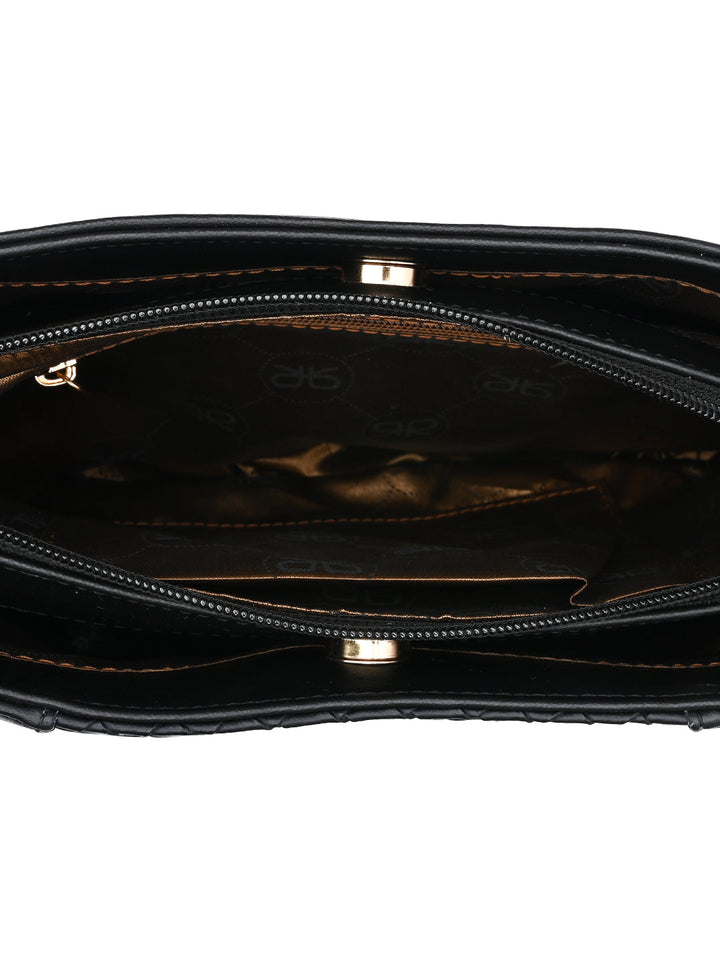 Rocia By Regal Black Women Woven Handbag