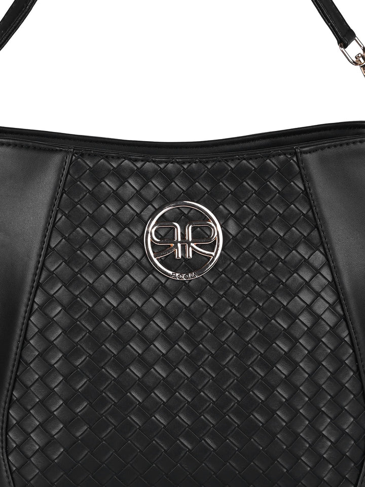 Rocia By Regal Black Women Woven Handbag