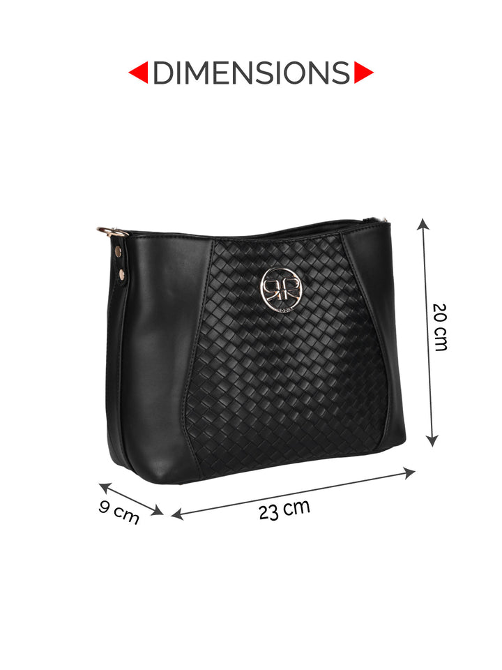 Rocia By Regal Black Women Woven Handbag