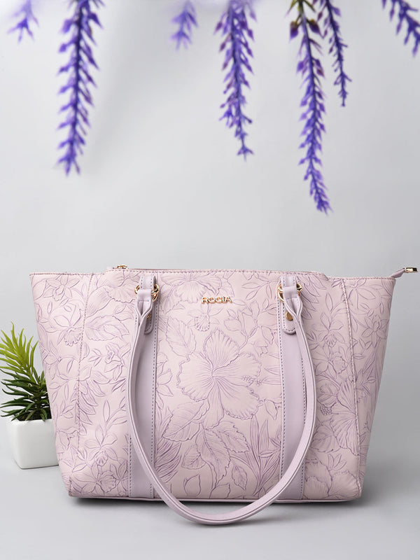 Rocia By Regal Lilac Women Self Print Tote Bag