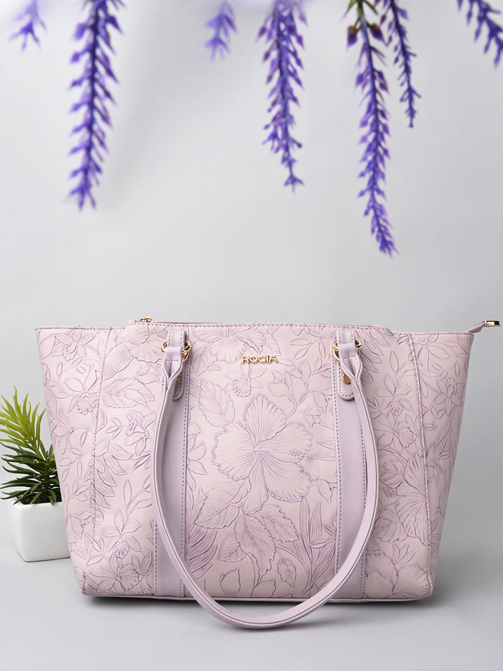 Rocia By Regal Lilac Women Self Print Tote Bag